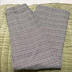 LOFT Gray High Waist Trouser Plaid Boot Cut Pants